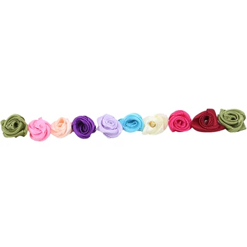 100ks 10mm Mix Barev Malé Růže Květ Mini Ruční Saténovou Stuhou Rose Hlavy Svatební Scrapbooking, Dekorace, Oblečení, Doplňky