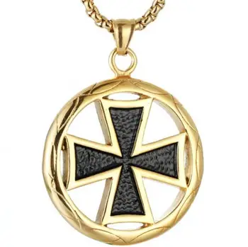 Klasický Punk z Nerezové Oceli, Kruh, Kříž Přívěsek Náhrdelník Pánské Tajemné Náboženské Amulet Šperky 104759