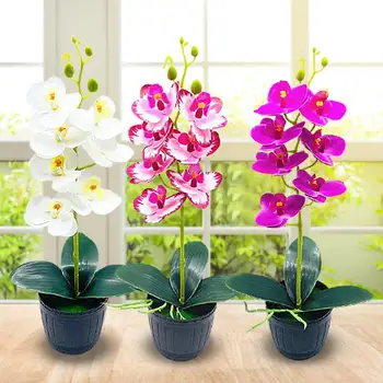 Barevné 1 Set Okouzlující Realistické Umělé Květiny Hrnce Lehký Simulace Orchidej Bonsai Zásoby Strany 10588
