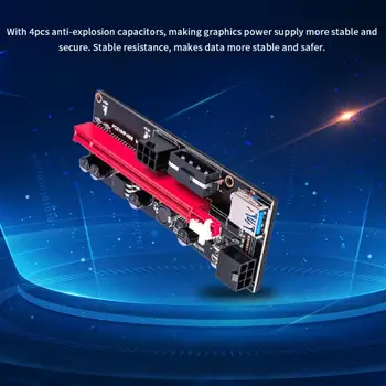 3/6ks Nových PCI-E Pcie Riser 009 Express 1X Do 16x Extender PCI-E USB Stoupačky 009S Dual 6Pin Karty Adaptéru SATA 15pin Pro BTC Miner 109307