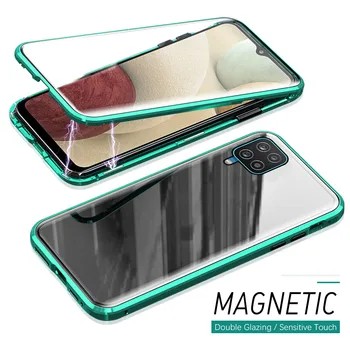 360° Plné pokrytí magnetický flip pouzdro Pro Samsung Galaxy A12 12A 12 oboustranné Tvrzené sklo kryt proti pádu ochranné coque 113697