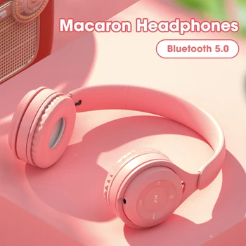 Růžová Sluchátka Bezdrátová Bluetooth Systémem Headset Roztomilý Sluchátka hi-fi Počítače Gamer Girl Sluchátka Pro Samsung Galaxy Pupeny Pro 123759
