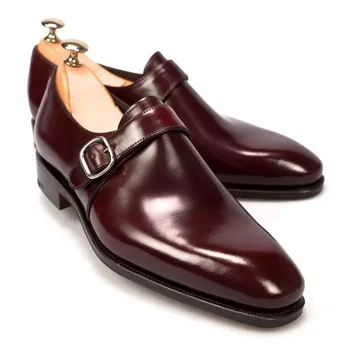 Vysoce Kvalitní Nové Módní Muži Pu Kůže Spona Obchodní Boty Ležérní Vintage Classic mnich popruh Boty Zapatos De Hombre HM029 1290