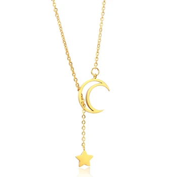 Hvězda moon ženy přívěsek náhrdelník Gold / silver / rose gold z nerezové oceli ženy náhrdelník Klavikulární řetěz šperky 139481