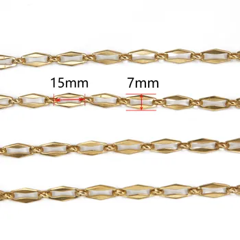 1 Meter z Nerezové Oceli Řetězce, Flat Link Zlatý Náhrdelník Řetězy DIY Šperky Dělat Zásoby Hand Made Náramek Silný Řetěz 1405
