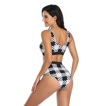 Sexy Vysokým Pasem Bikini Set Brazilské 2021 Nový Tisk leopard Plavky Ženy Černé Plavky Ženy Push Up Plavky Biquini 153773