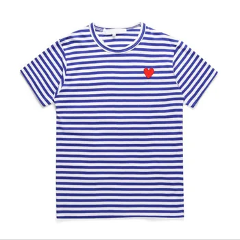 (Mám oči)2020 Nové tričko s Výšivkou Srdce, Muži a Ženy Nosí Lásku Kolem Krku Bavlněné Barevné Pruhované s Krátkým rukávem pro Pár