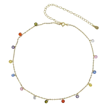 32+10 cm řetěz Módní Zlatý Náhrdelník pro Ženy Okouzlující Barevné Kamenné Řetězce Chockers Ruční práce Párty Šperky Velkoobchod 175045