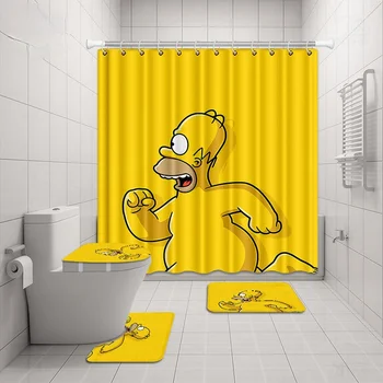 Malý žlutý muž kreslený sprchový závěs Vodotěsné Textilie, Koupelna Sprchový Závěs Závěsy Nastavit Koberce Wc Víka Vana Mat 178
