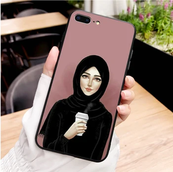 Žena V Hidžábu Tvář Muslimské Islámské Gril Oči Měkké silikonové TPU telefon pouzdro pro iPhone MAX XR XS X10 5S 5SE 6 6S 6 7 8Plus 187819