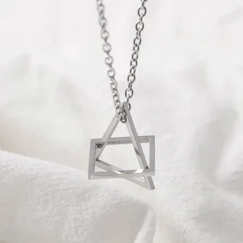 Trojúhelník Čtverec Jednoduché Náhrdelníky pro Muže, Ženy Krku Řetěz Móda Módní Přívěsky Šperky Ulici Chlapci Dívky