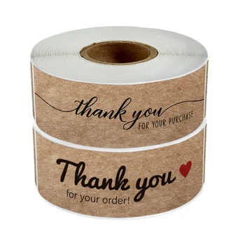 120pcs/roll 7.5*2.5 cm Kraftový Papír, Psací potřeby Samolepky Děkujeme za Vaši Objednávku, Nákupní Balení Dekorativní Samolepky, Label