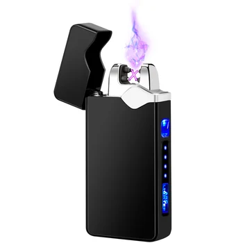 Elektrický Duální Arc Lehčí USB Dobíjecí Větruodolný Bezplamenová Plazmové Pulzní Zapalovače Pro Cigarety Svíčka S LED Napájení Displeje 2027