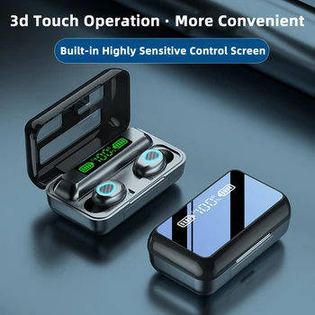 TWS 5.1 Bluetooth Bezdrátová Sluchátka hi-fi, Panoramatický Zvukový Efekt Sport Headset Handsfree Sluchátka S 3500 mAh Nabíjecí Box