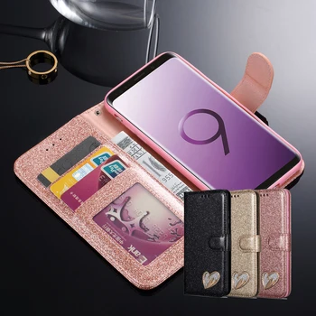 LLZ.COQUE Bling Kožená Peněženka Pouzdro pro Samsung Galaxy S20 Ultra S9 Plus S8 S10 S10E S7 Edge, Note 8 Držitele Karty Magnetické Kryt