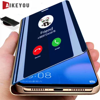 Smart Mirror Flip Pouzdro Pro Samsung Galaxy Note 20 10 9 8 S20 S10 S8 S9 S7 Plus A10 A30 A50 A70 A80 A90 A51 A71 A5 A7 2017 Kryt