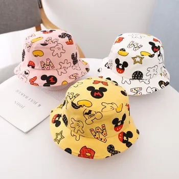 2021 Disney Mickey Mouse dětský klobouk letní rybář Klobouk Dítě exotické chlapce, roztomilá dívka povodí klobouk anime bucket hat děti čepice 2756
