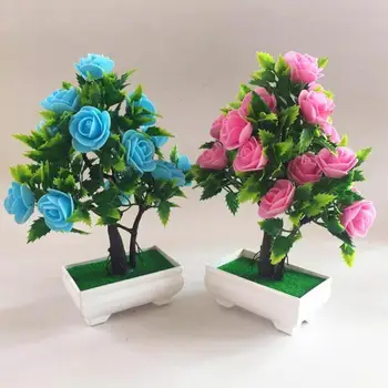 Umělá Květina Rostlina Růže Hrnkové Bonsai Office Zahradní Plochy Ornament, Výzdoba, Umělé Květiny v Květináči Pro Domácí Dekor 3108