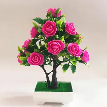 Umělá Květina Rostlina Růže Hrnkové Bonsai Office Zahradní Plochy Ornament, Výzdoba, Umělé Květiny v Květináči Pro Domácí Dekor