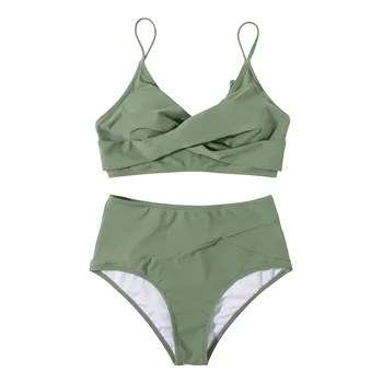 2021 Ženy Plavky Dámy Sexy Módní Tisk Barev Bandeau Obvaz Bikini Set Push-up Plavky Plážové oblečení#F3 336