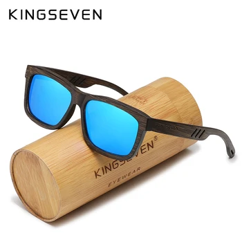 KINGSEVEN 2021 Retro Značky Pánské sluneční Brýle Polarizované Přírodní Dřevěné Bambusové Duté Chrámu Design Ručně vyráběné Bambusové Trubky Balení 3755