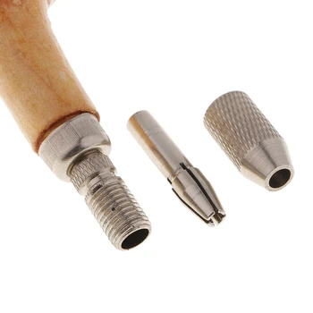 Dřevěnou Rukojetí Pin Vise Vice Hand Drill Rotační Nástroje pro 1.0-2.4 mm Bity 437
