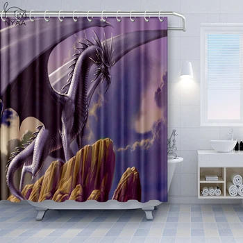 NYAA Čínské Fantasy Drak S Křídly Sprchový Závěs Polyester Koupelna Vodotěsné Textilie, Vana Opony A 12 Háčků 44