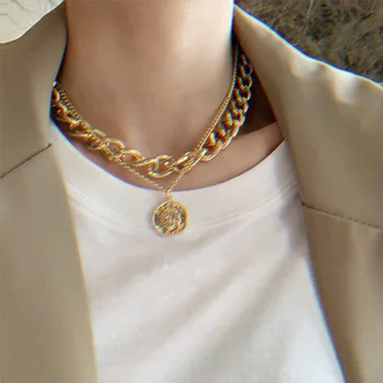 Náhrdelník pro Ženy Luxusní Módní Silný Řetěz Náhrdelník Jednoduchý Retro Osobnosti Klíční kost Řetěz Šperky Velkoobchodní 47203