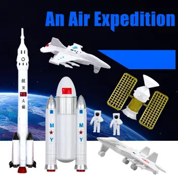 7Pcs Simulovat Vesmírné Rakety Modelování Postavy Hračky Sada pro Děti Děti, Bílé Plastové Simulace Space Rocket Modely Letadel