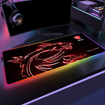 Red Dragon MSI RGB Velké Herní Podložka pod Myš Gamer Led Světlo Počítač, Velká Podložka pod myš s Podsvícením Koberec pro Klávesnice Stůl Mat 4811