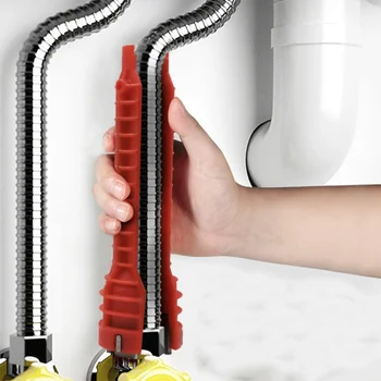 5 V 1 Náhonu klíč Anti-slip Kuchyňský Dřez Oprava Klíče Koupelna Kohoutek Montáž Sanitární instalace klíč Home Tools 4849