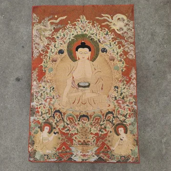 36 palcový Tibetu Hedvábné výšivky Červená Šákjamuni Soucit Bohyně Tangka Thangka Malba Nástěnná malba 495