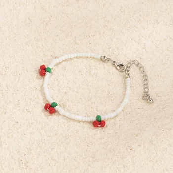 Nový korejský Letní Handmade Sladké Červené Cherry Ovoce Barevné Korálkový náhrdelník Náhrdelník pro Ženy, Dívky Bohemia Dovolenou na Pláži Šperky 576