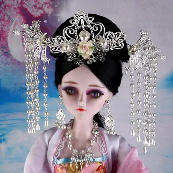 Čínské Starobylé Kostým Šperky, pokrývky hlavy Pro 60CM Panenky Náušnice Příslušenství Střapec Design Vlásenka Čelenka Panenka Hračky ZL961 6033