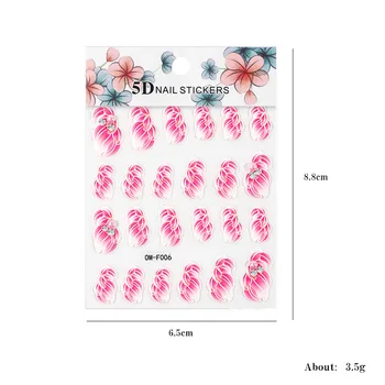 5D*1ks Nehty květina-reliéfní obtisk,8colors manikúra patch, akryl Ryté Hřebík Nálepka Empaistic*6,5 cm*8,8 cm 7259