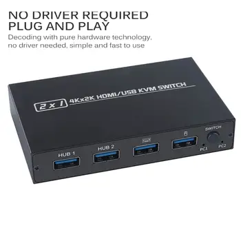 2021 NOVÉHO 4K USB KVM Přepínač Zobrazení Videa USB Přepínač Splitter Pro 2 PC Sdílení Klávesnice, Myši, Tiskárny Plug A Paly