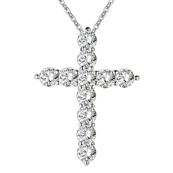 Stříbrná barva náhrdelník šperky ženy svatební módní Cross CZ crystal Zirkon kámen náhrdelník s přívěskem Roztomilý svatební n296
