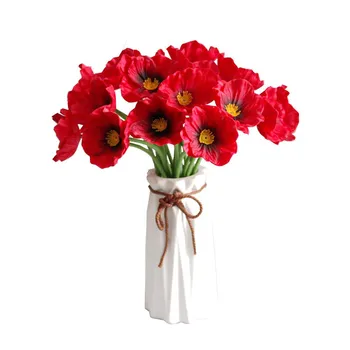Krásné Umělé Červené Květy Máku Na Jaře Doma Svatební Dekorace Dlouhý Stonek Falešné Květiny Flores Fleurs Artificielles 81579