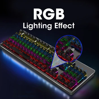 Herní Mechanická Klávesnice 104 Kláves PC Gamer Kabelové USB Klávesnice Modrá Přepínač RGB Podsvícení Rainbow Plné Velikosti Klávesnice Počítače