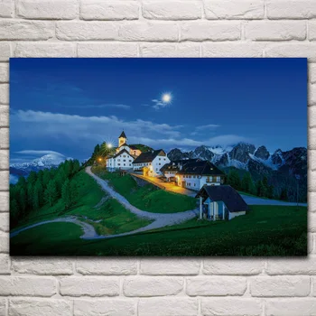 Krásná Měsíční noc lussari italské stroeniya krajinné tkaniny plakát obývací pokoj domácí zeď dekor plátno, hedvábí, umění tisknout KM572