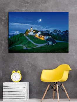 Krásná Měsíční noc lussari italské stroeniya krajinné tkaniny plakát obývací pokoj domácí zeď dekor plátno, hedvábí, umění tisknout KM572