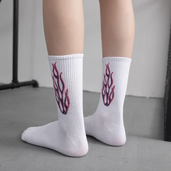 Japonský Styl Bavlna Plamen Kreslený Vzor Hip Hop Prodyšné Harajuku Posádky Ponožky Skateboard Tištěné Ponožky, Dlouhé Ponožky pro Ženy 8650