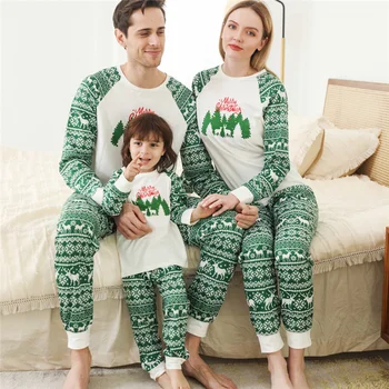 Lawadka 2021 Vánoční Otec Matka Děti Oblečení Top+Kalhoty 2ks Set Rodině Odpovídající Oblečení Jelen Vánoční oblečení na Spaní Sady Baby Romper 87406