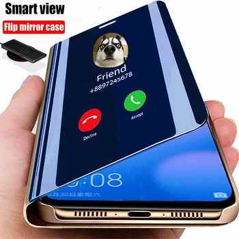 Smart Mirror Flip Telefon Pouzdro Pro Samsung Galaxy J2 J3 J4 J5 J6 J7 J8 Plus 2018 2017 Prime Pro CORE S21 S20 FE Plus Ultra Kryt 8780