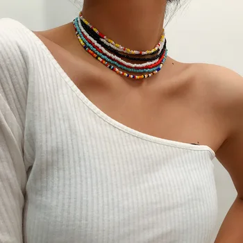 JCYMONG 2021 Nové Horké 7pcs/set Módní náhrdelník Náhrdelník Pro Ženy, Barevné Ručně vyráběné Korálky Náhrdelník Ženy Klíční kost Chian Šperky