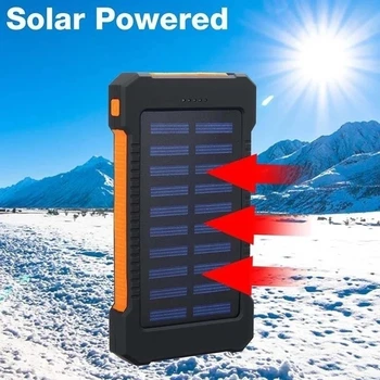 20000mAh Přenosný Solární Nabíječka Power Bank velkokapacitní Rychlá Nabíječka LED Venkovní Cestovní PowerBank pro Xiaomi IPhone Samsung 9268