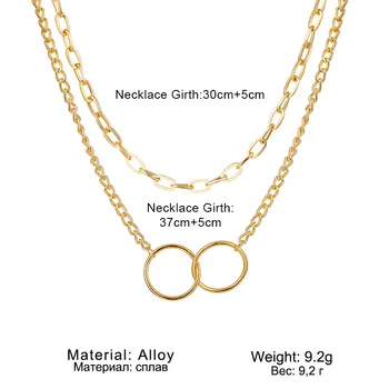 Dva Kruhy Jsou Spojeny Přívěskem Náhrdelník pro Ženy Gold Silver Barva Klíční kost Řetěz Krátký Náhrdelníky 2021 Módní Šperky Nové 95590